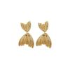 Metal cold wind pleated fishtail shape earrings European and American personalized design earrings simple niche temperament earrings