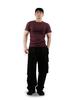 Digeunolusileu Cubic Ribbed Slim Short Sleeve Tee (Burgundy)