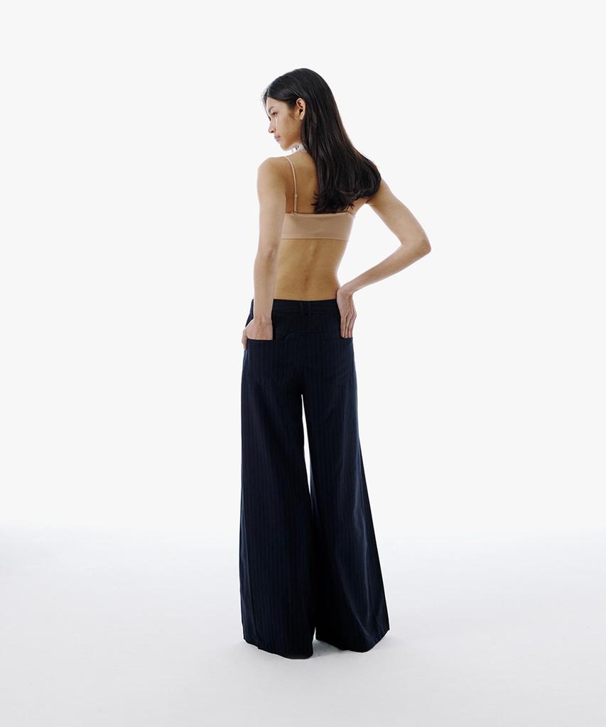 CURRENT Pleated Wide Pin Stripe Pants [Dark Navy]