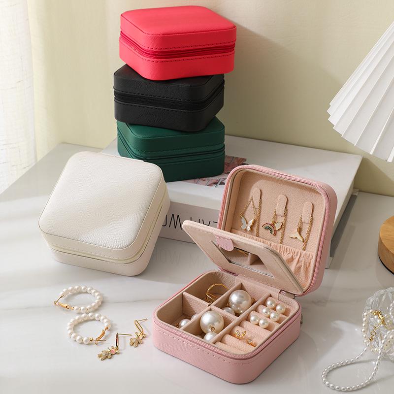 Compact Anti-Oxidation Jewelry Box with Mirror for Earrings, Rings, and Nail Accessories