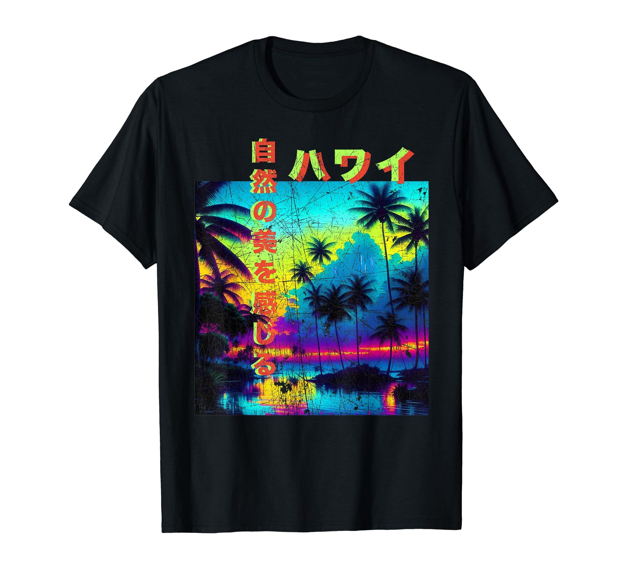 

Cyberpunk Vintage Feel Beauty of Nature Hawaii Japanese T-Shirt чёрный