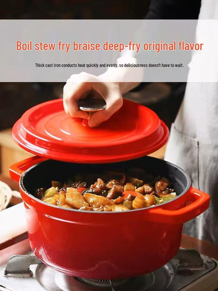 Universal Enamel Ceramic Pot for Stew, Soup, Stir-fry - Compatible with Induction and Gas Stoves