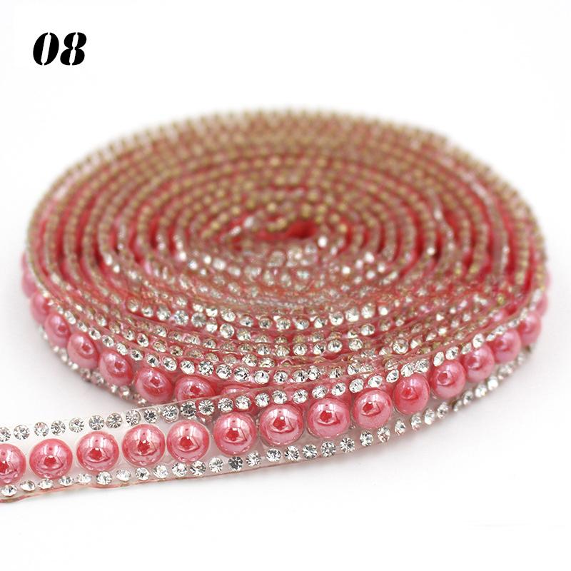

Dress Beaded Pearl Rhinestone Ribbon Trim for Wedding Dress Bridal Party Handmade DIY Embellishment Fashion Craft Sewing Decor 1Yard