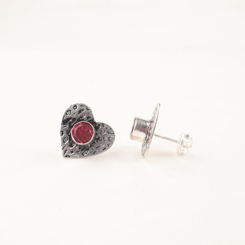 Pink Rubellite Gemstone925 Sterling Silver Jewelry Handmade Push Back Studs 0.6" EE-143-1