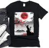 Black Cat Mount Fuji T-Shirt, Japanese Art Unisex Tee