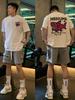 Korean trendy brand graffitistyle design printed white shortsleeved Tshirt for Unisex Summer pure cotton heavyweight top