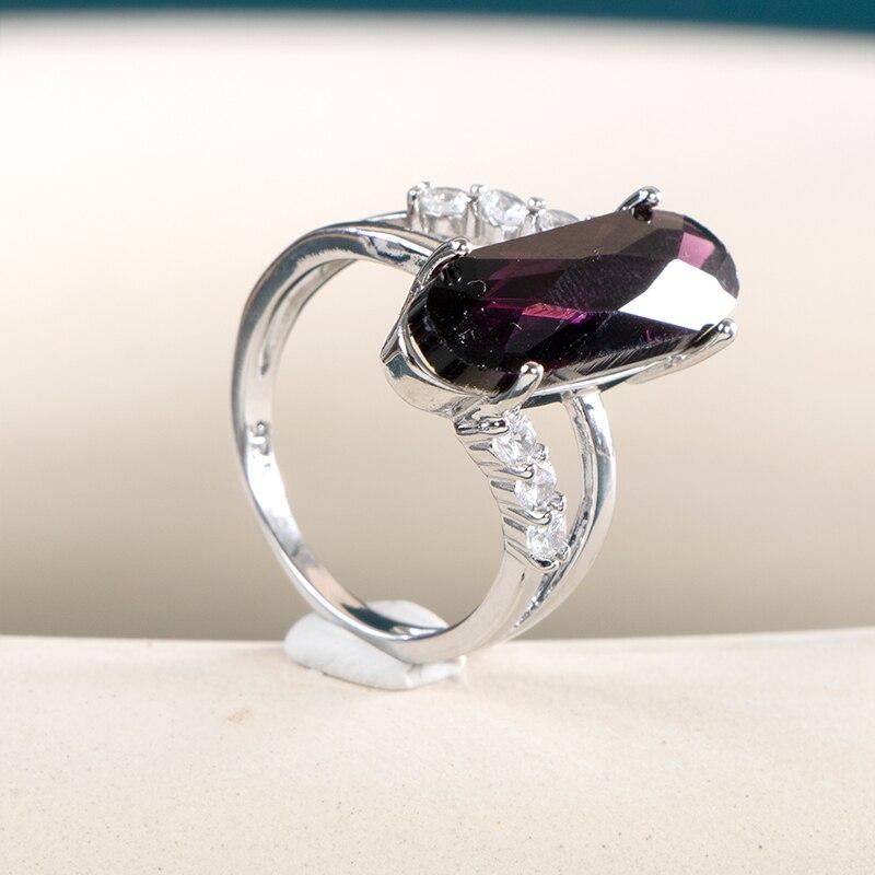 

POMOiii модные овальные обручальные кольца с кристаллами кубического циркона для женщин, роскошное обручальное кольцо фиолетового цвета, модные украшения 10 фиолетовый