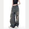 2025 American Retro Autumn Ripped Jeans for Men and Women - Trendy High-End Design with Reversible Wear.