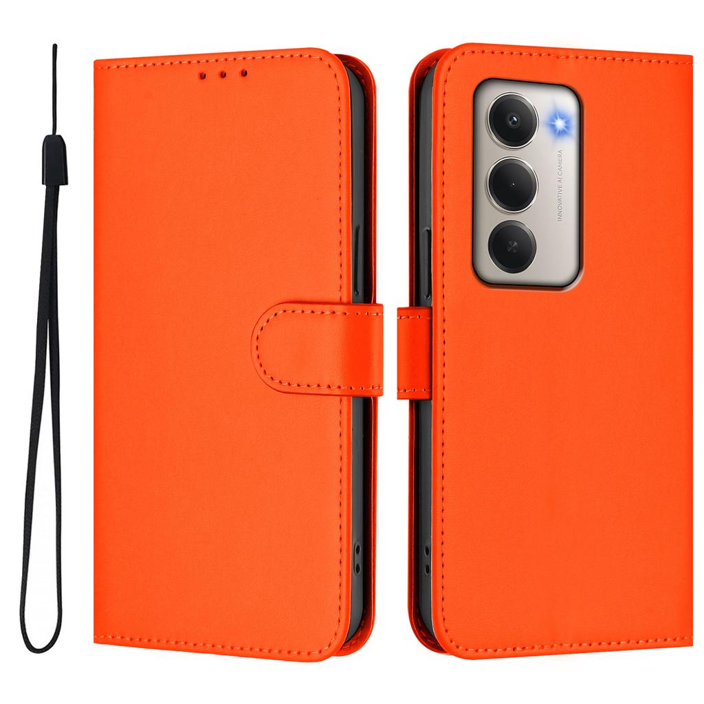 For Xiaomi Redmi 15 5G Case Solid Color Wallet Leather Phone Cover with Strap