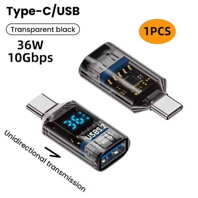 USB 3.2 Digital Display Adapter Fast Charge Data Sync To Smart Phone Laptop 10Gbps Smart Chip Power Meter Tester LED Display