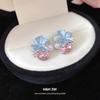 Silver needle French simple flower diamond earrings light luxury high-end earrings fashion temperament earrings design sense niche