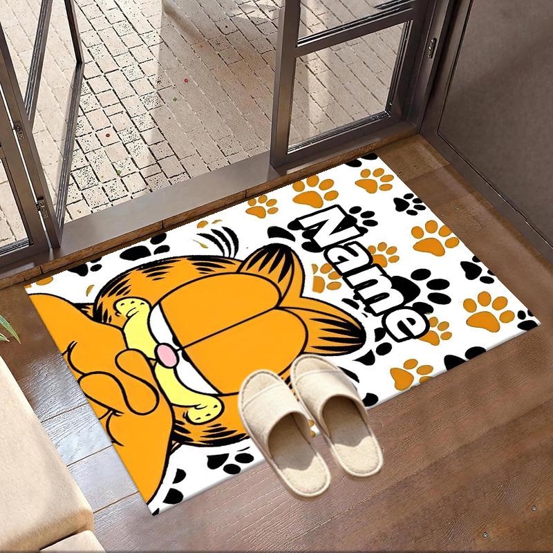 Custom Name Personalized Garfield Print Carpet, Versatile Home Decor Rug, for Playroom, Apartment, Balcony, Entryway, Hallway Gift