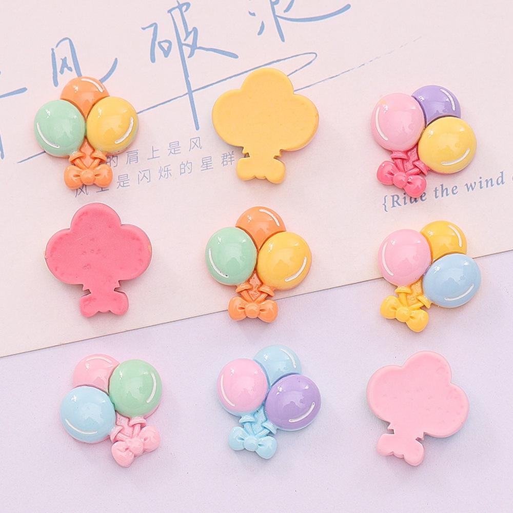 10Pcs New Cute Resin 19*21mm Mini Cartoon Balloon Series Flat Back Manicure Parts Embellishments For Hair Bows Accessories