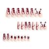 Woman Long French False Nail Star Pattern Nude White Red Resin Artificial Nail for Salon Expert and Naive Women