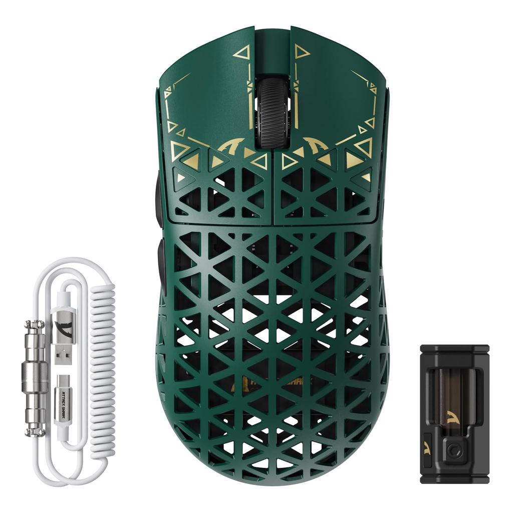 ATTACK SHARK R5Ultra Shadowless Carbon Fiber Wireless Gaming At PAW3950MAX Wireless Nordic52840 Mouse with Coiled Approval Mouse, Ultra-Lightweight