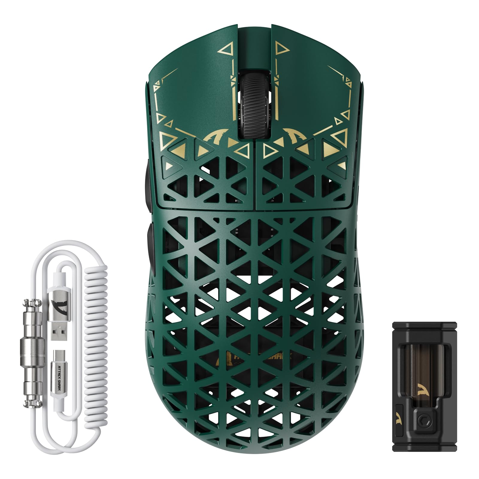 

ATTACK SHARK R5Ultra Shadowless Carbon Fiber Wireless Gaming at PAW3950MAX Wireless Nordic52840 Mouse with Coiled Approval Mouse, Ultra-Lightweight