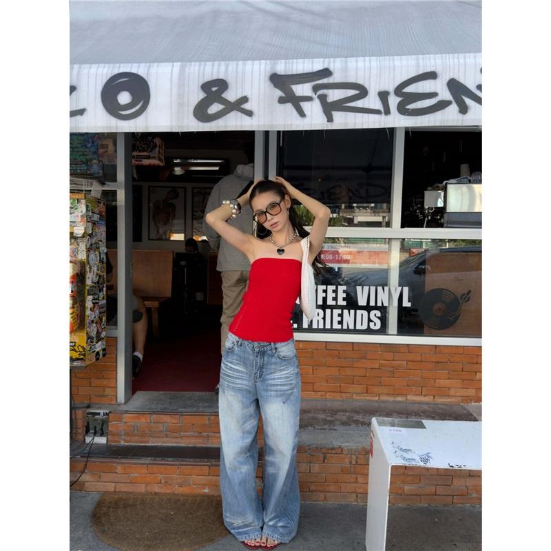 Pure And Seductive Fishnet Knit Slim-fit Tube Top Vest