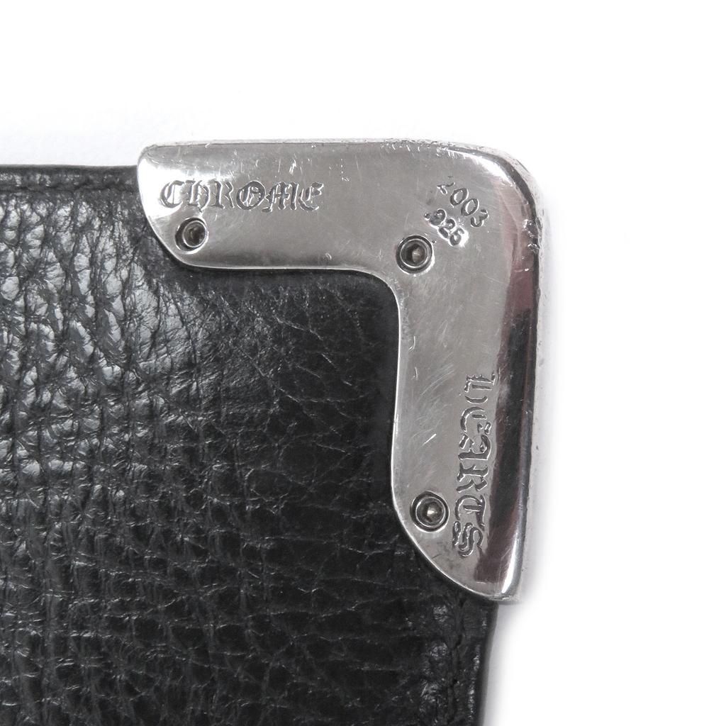 Great CHROME HEARTS Purse Single-fold wallet black leather mens Used