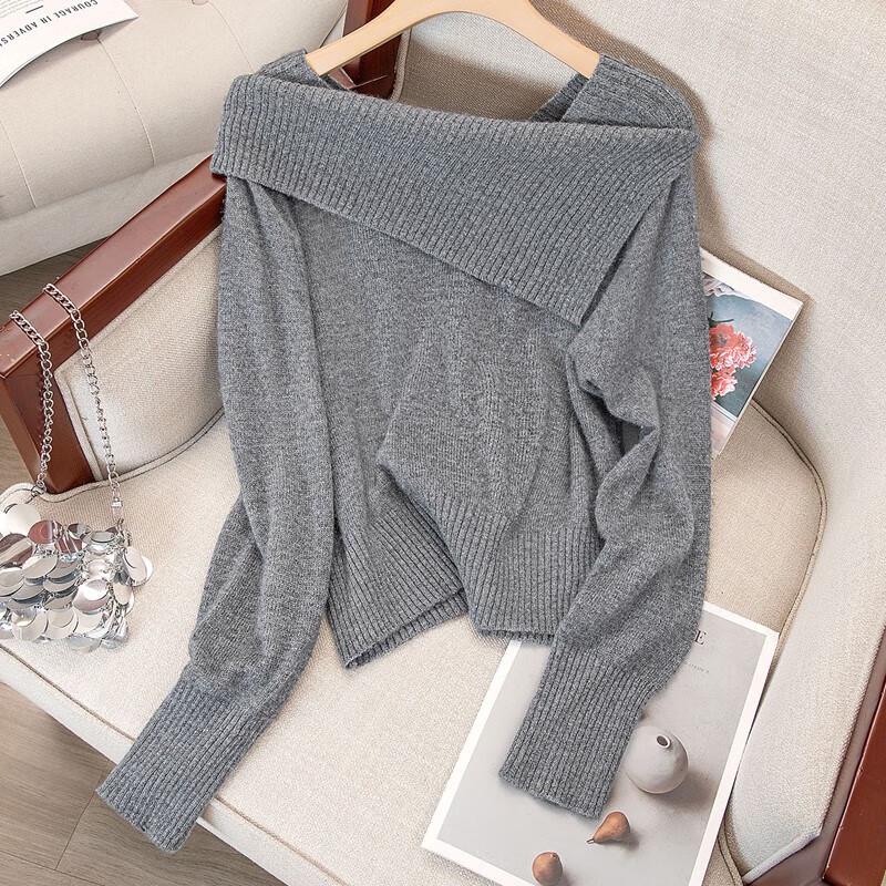 Sibaishi Damen Merino Wolle Revers Strickpullover