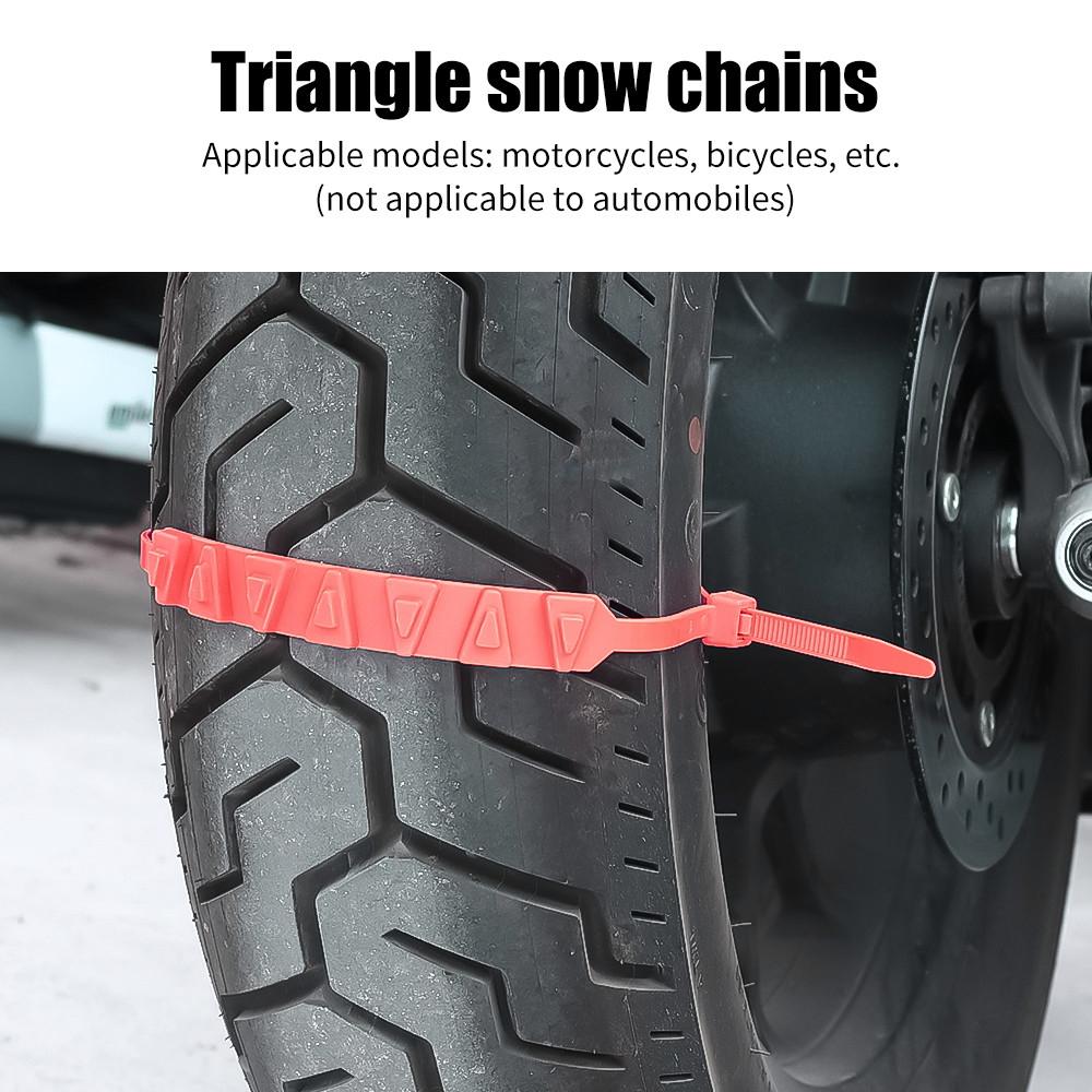 10x Red Nylon Triangle Tire Non-slip Snow Chains For Motorcycles Bicycles Wheels