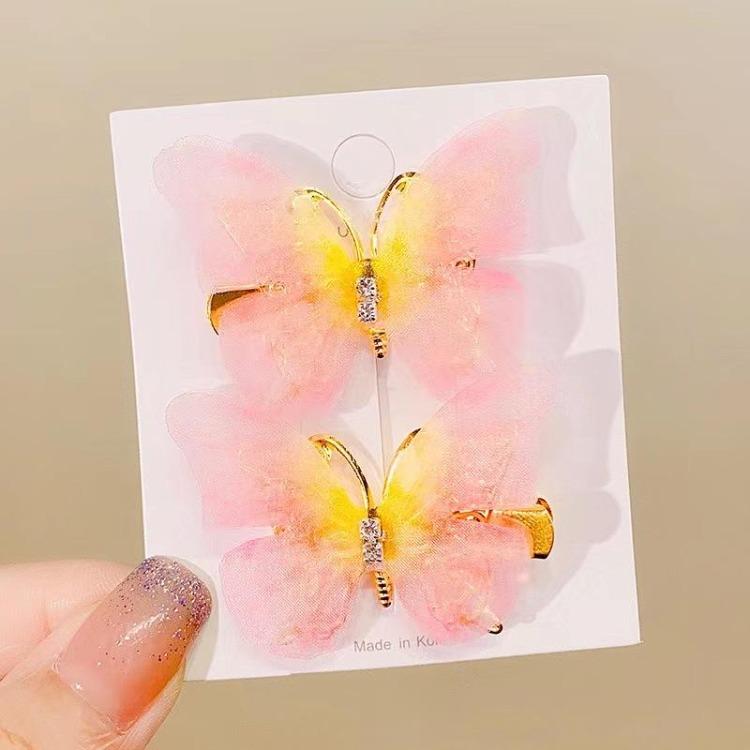 Handgemachte dreidimensionale Haarnadel mit Schmetterlingsmuster und Farbverlauf für Mädchen, Haarnadel im antiken Stil, seitlicher Clip mit gebrochenem Pony
