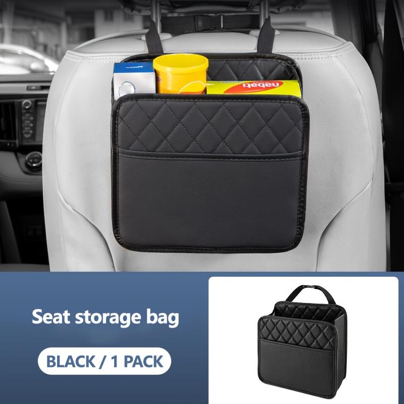 

Органайзер для багажника автомобиля из ПУ кожи - Двухслойная сумка для хранения большой вместимости, Дизайн с ромбовидным узором для заднего сиденья и салона автомобиля чёрный