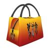 African Elements Pattern Insulated Lunch Bags Women Africa Culture Lunch Container for Outdoor Picnic Storage Meal Food Box
