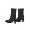 Krazing Pot Cow Suede Nubuck Autumn Winter Shoes Thick High Heels Big Size 43 Modern Boots Square Toe Keep Warm Slip on Mid-calf Boots
