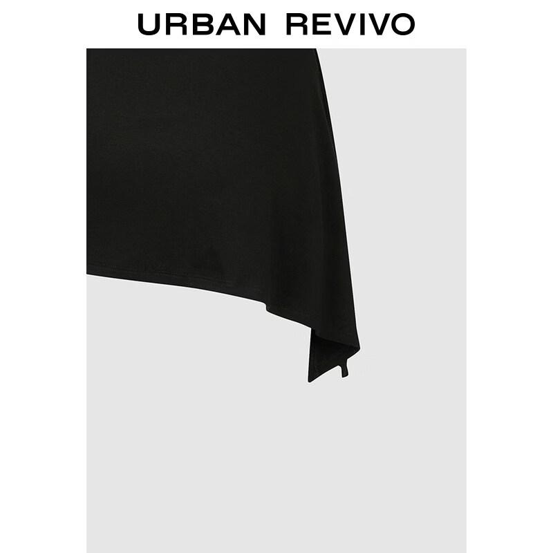 UR Women's Asymmetric Pleated Slim-Fit V-Neck T-Shirt