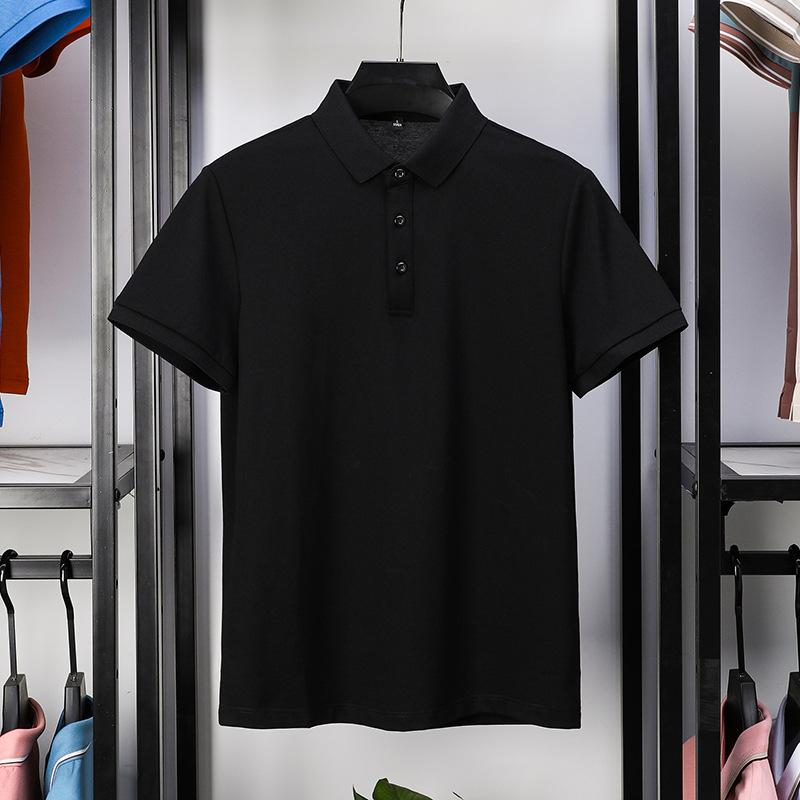 Modisches Poloshirt für Herren mittleren Alters, kurzärmeliges T-Shirt aus merzerisierter Perlbaumwolle, Sommer-Revers, Business-Casual-T-Shirt