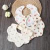 Floral Feeding Bib Baby Burp Cloth Bib for 0-18Month Infant Gender Neutral Gauze Cotton Teether Drooling Bib for Newborn