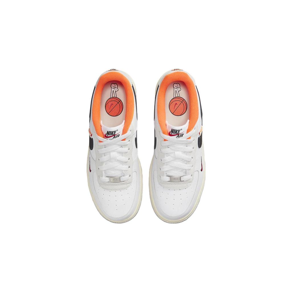 Nike Air Force 1 LV8 GS Hoops Pack - White Total Orange Kids Sneakers Coconut-Milk Black DX3361-100