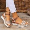 Women's Braided Casual Sandals Buckle Strap Platform Wedge Sandles for Women 2026 Summer Light Non Slip Walking