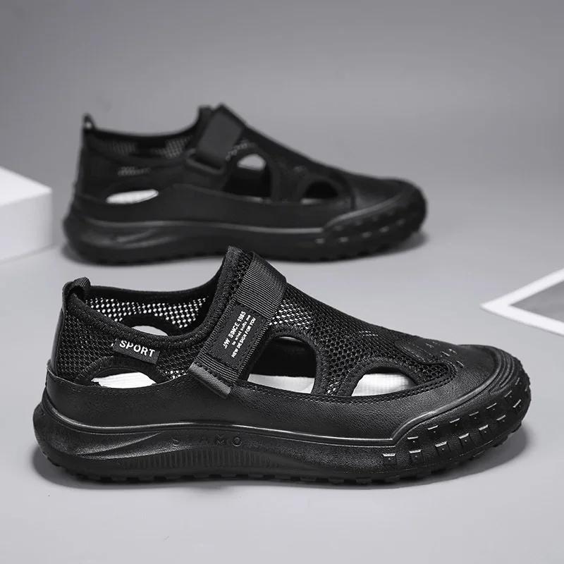 Men's Baotou Sandals Summer Breathable Hollow Out Sandals Casual Platform Sandals for Men Outdoor Non Slip Beach Sandalias Homme