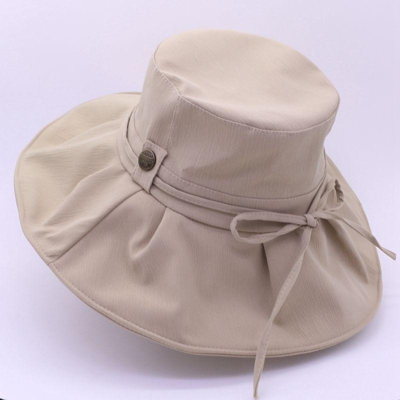 Sun Hat Bow Fisherman Hat Women's Summer Pleated Fabric Sunshade Hat