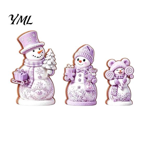 Unique Christmas Tree Hanging 3PCS Snowman Wooden Ornaments, Decorative Cute Festive Figures, Handcrafted Solid Wood Ornaments High-definition