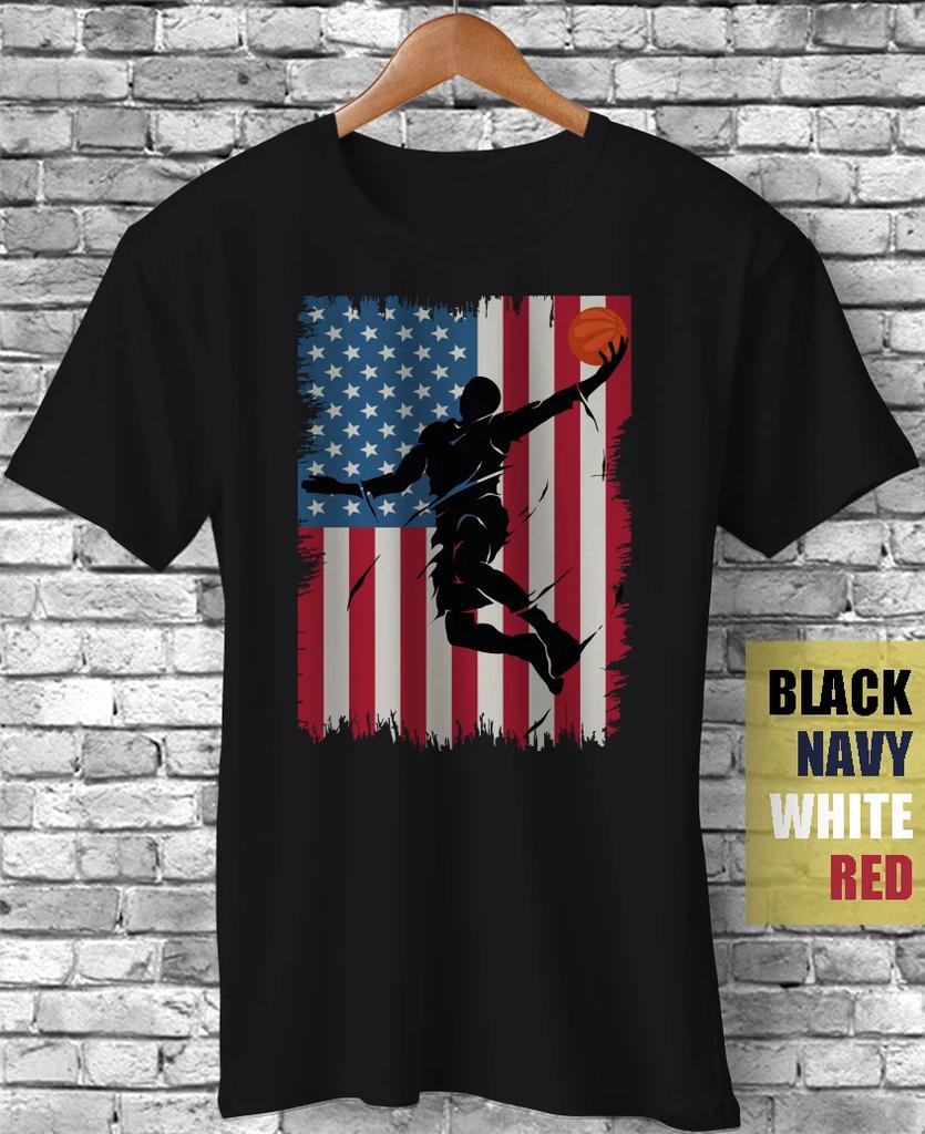 American Flag Basketball USA Patriotic Distressed Silhouette Funny Gift T-Shirt