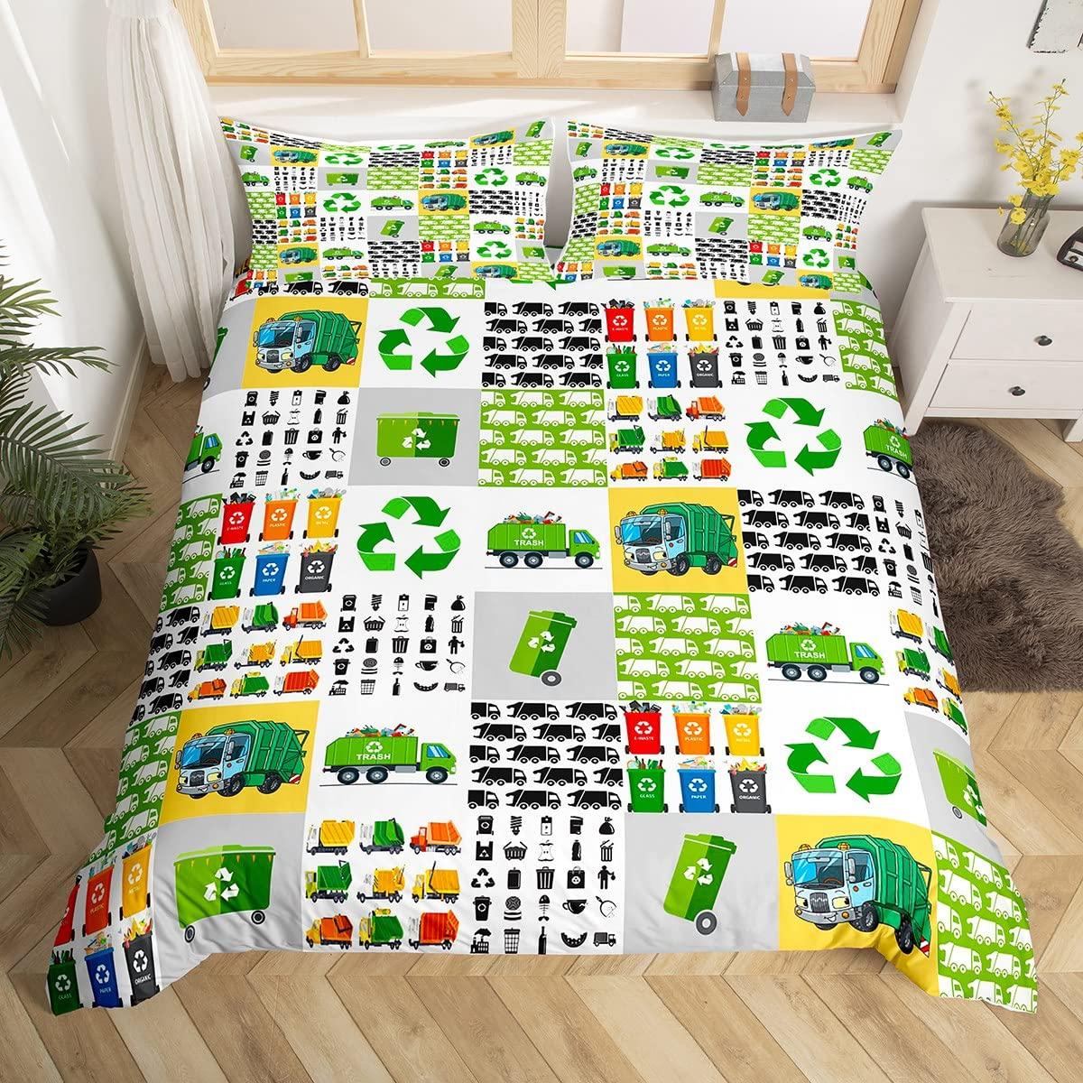 

Детский и мальчиковый зеленый мусоровоз King Queen пододеяльник для мусоровоза стеганое одеяло чехол для автомобиля комплект постельного белья из полиэстера одеяло чехол 70x133cm 2pcs