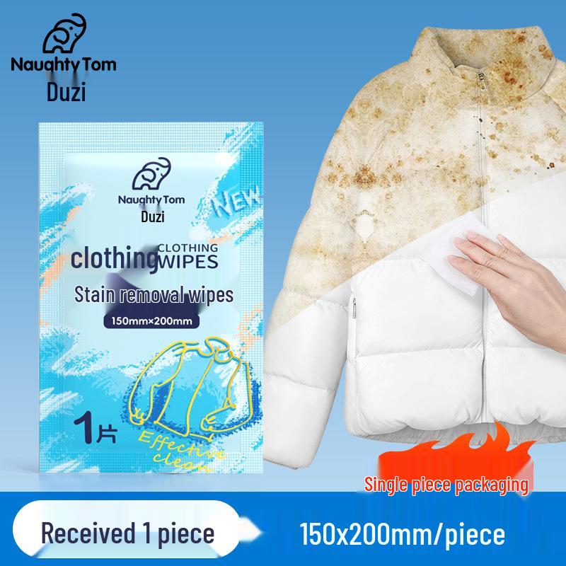 Portable No-Rinse Stain Remover Wet Wipes for Clothes and White Shoes
