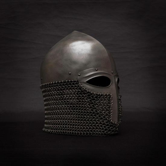 Norman Helmet with Chainmail Aventail Viking Crusader Style Combat Helmet Medieval Armor for LARP, Reenactment, SCA, Cosplay Gift