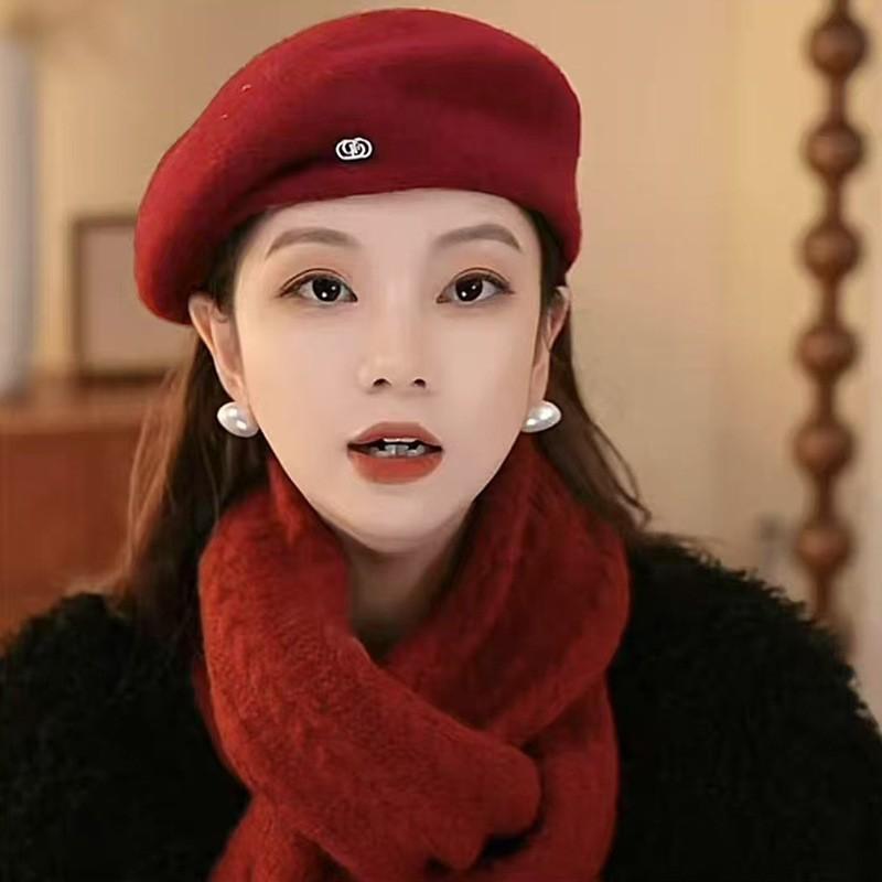 

Шерстяной берет детский осенне-зимний темпераментный универсальный для большого обхвата головы, подчеркивающий лицо, маленький теплый берет художника, кепка газетчика 55-59CM