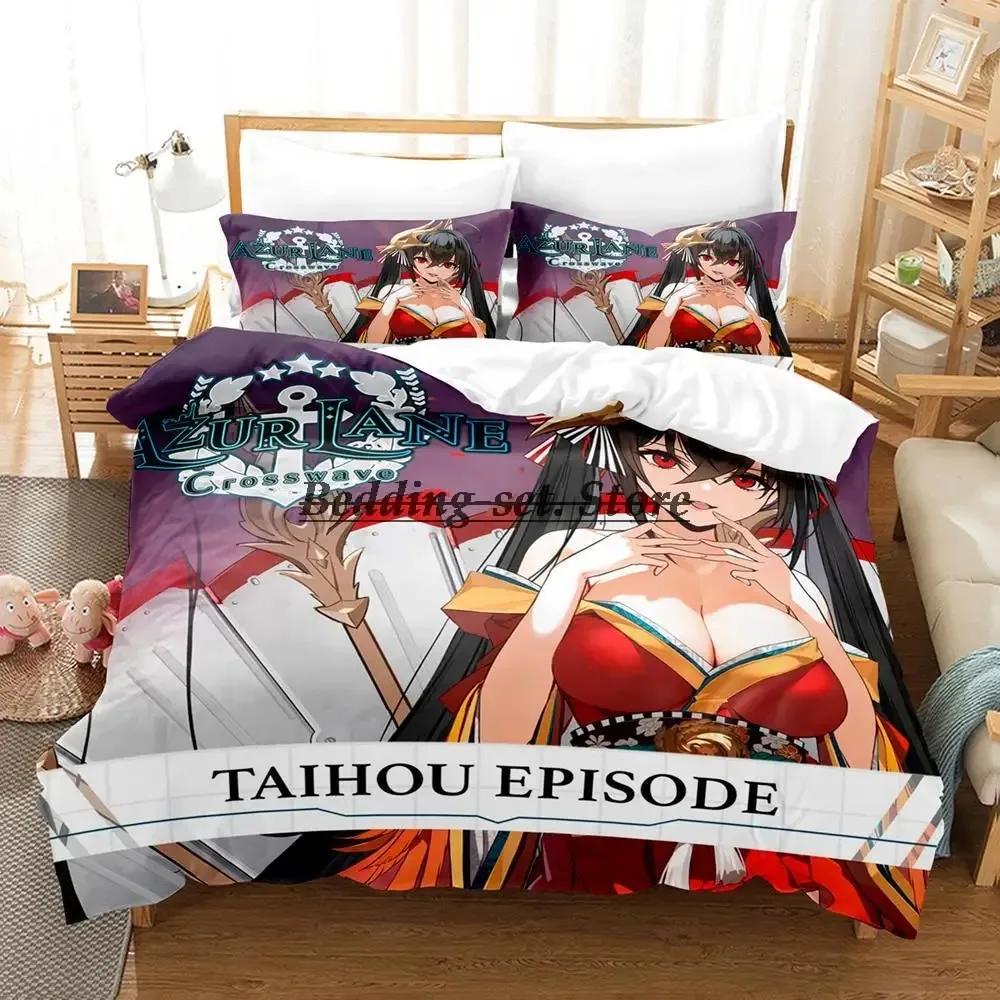 Azur Lane Bettwäsche Set Einzelbett Twin Full Queen King Size Bettset Aldult Kind Schlafzimmer Bettdeckenbezug Sets 3D Druck Anime Bettlaken Set