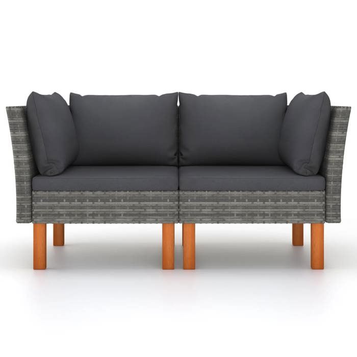 Canapé d'angle - VIDAXL - 2 pcs - Résine tressée - Acier enduit - Bois d'eucalyptus massif