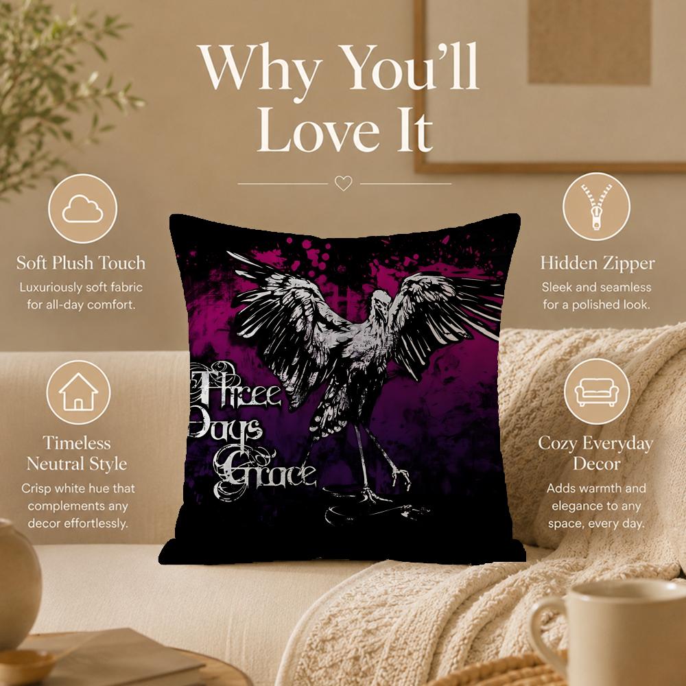 Band T-Three Days GraceS Cushion Cover Double-Sided Printed Pillow Cover Hypoallergenic Dust-Mite Proof