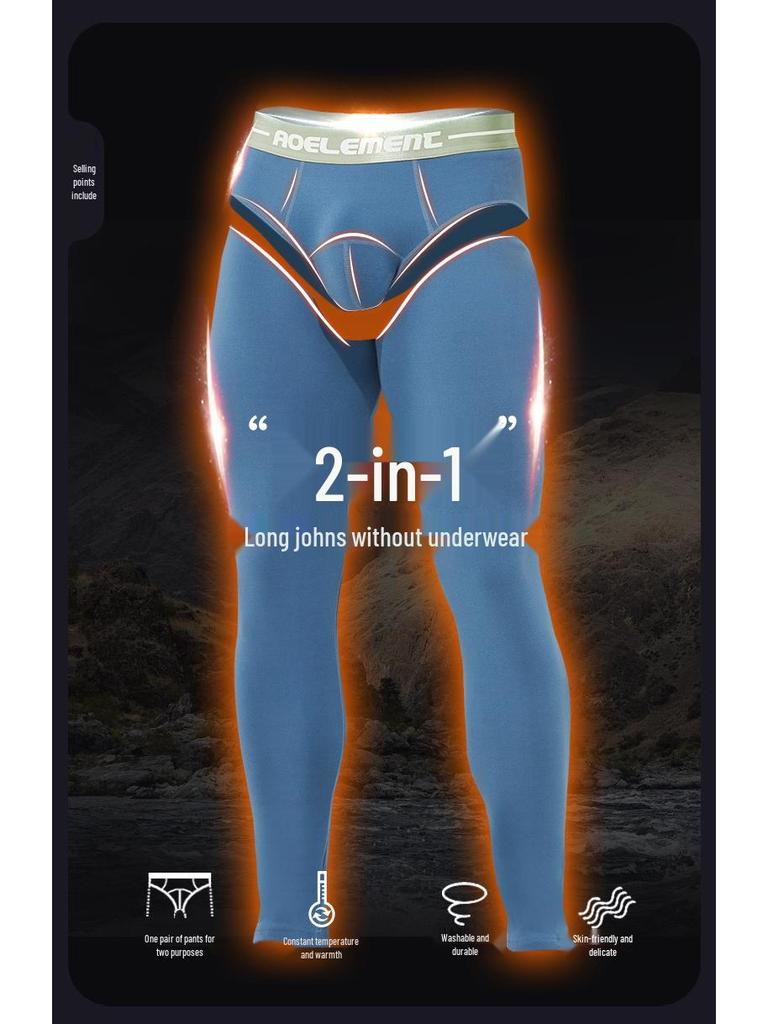 Herren Einteilige Dicke Fleecehose - Warme Winter/Herbst Baumwoll-Leggings