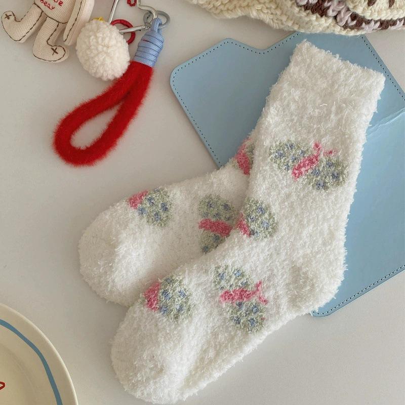 Cozy Plush Coral Velvet Socks: Women's Thick Fluffy Winter Warmers for Home & Sleep