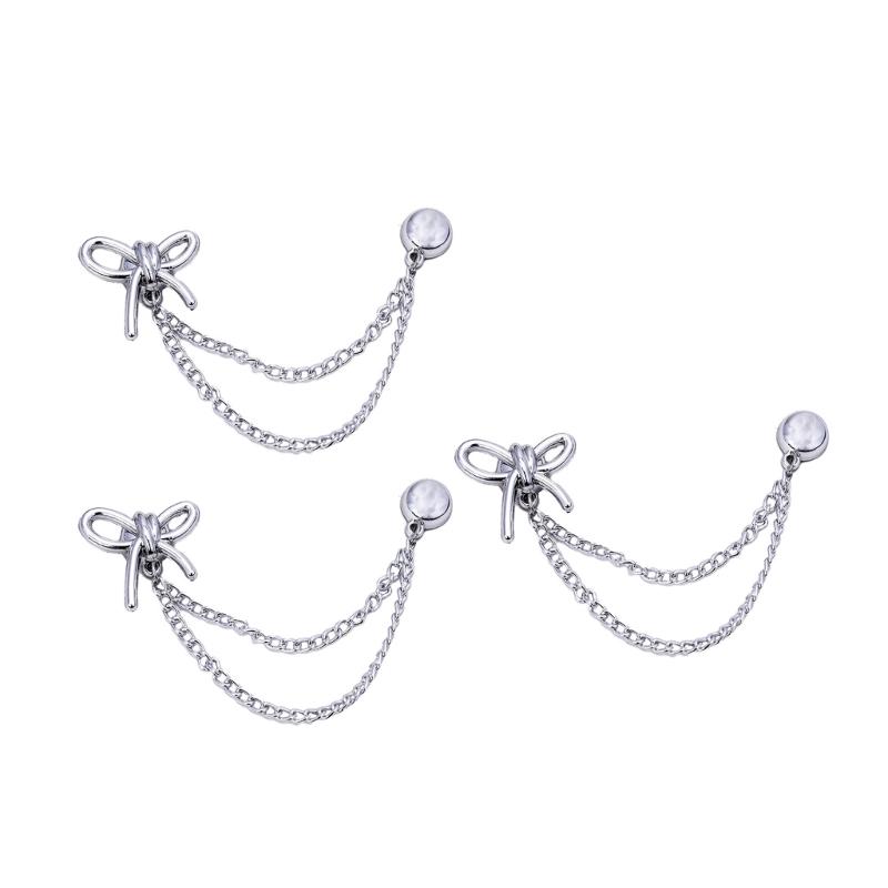3 Pcs Magnetic Clothing Clips with Chain Sweet Bows Magnetic Buckles Removable Magnetic Pins Heart Pants Clips