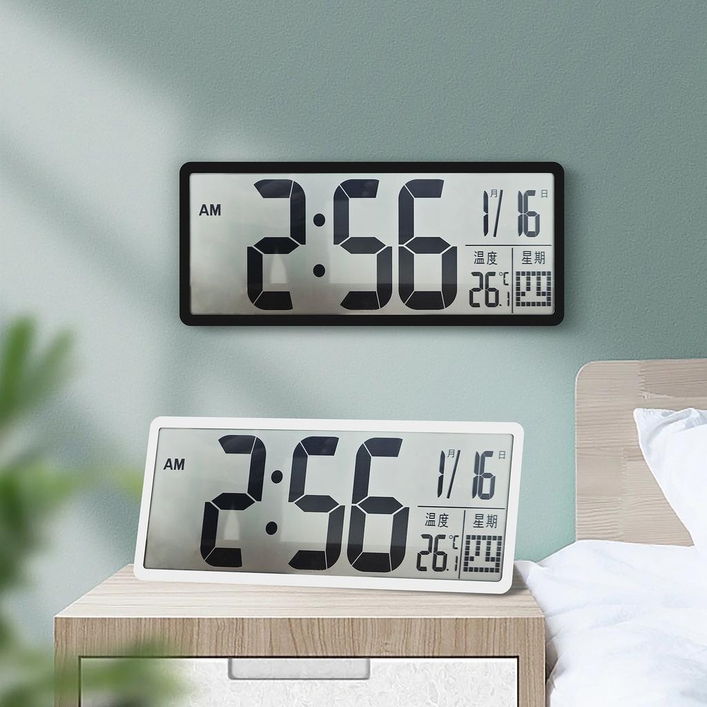 Creative LCD Multifunctional Wall Clock Living Room Clock Simple Modern Alarm Clock Large Screen New Electronic Clock