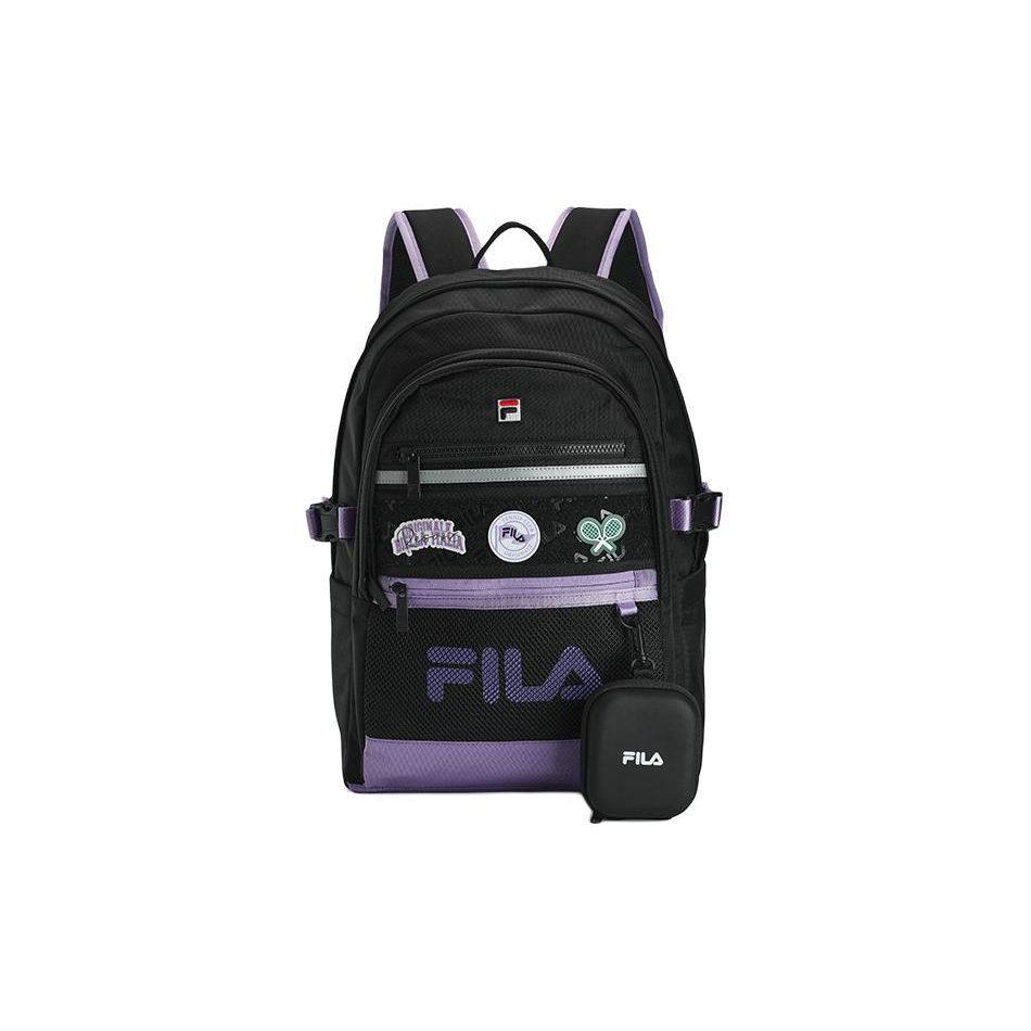 Fila Einfacher Mode-Stoffrucksack Damenrucksack Schwarz Löwenzahn-Lila Orientalisch-Weiß F13W419161F
