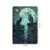 Nighttime Elegance Enchanting Moonlight Owl  Cat Metal Tin Sign  Rustic Wall Art with Full Moon Black Cat  Barnstone Scene